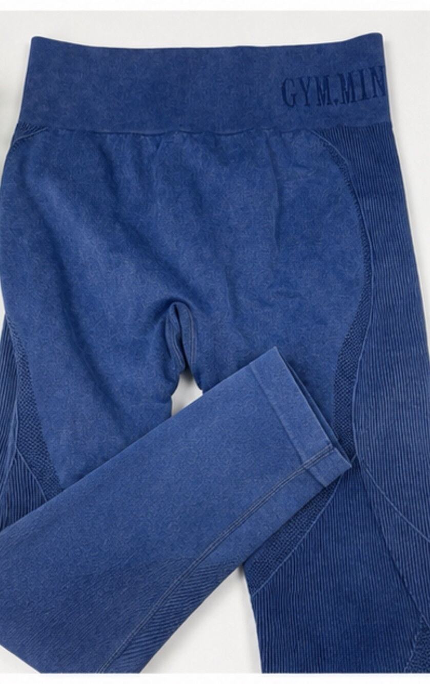 Gym Minute Seamless High Waist Leggings Blue Textured Women’s XL